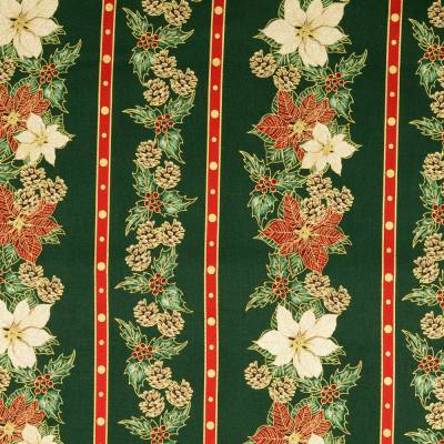 Weihnachtsstoff  Popeline Weihnachtsstern Mistelzweig grün (1m/10,-€)