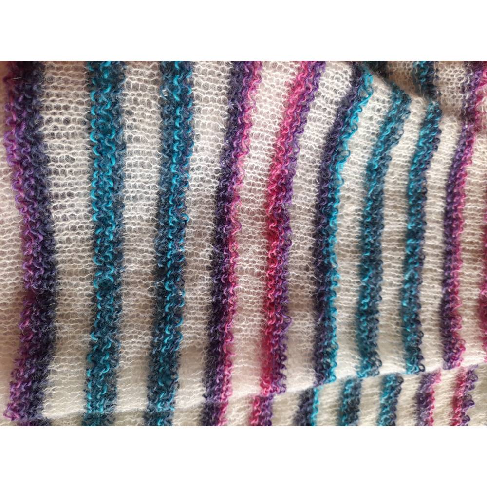 Dreieckstuch Sonnensegel, Schal gestrickt, Mohair-Seide, bunt