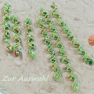 Handgewebte grüne Haarperlen – Bunter Haarschmuck im Ibiza Stil für Zöpfe & Dreadlocks