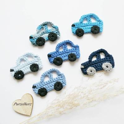 Gehäkelte Autos nach Farbwahl - Pkw,Fahrzeug,Häkelapplikation,Aufnäher,Geschenk,Gastgeschenk,Tischdeko,zum Aufnähen
