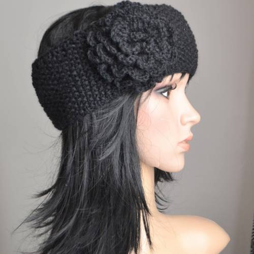 Stirnband ,Chunky Headband ,Blumen Applikation , Haarband!
