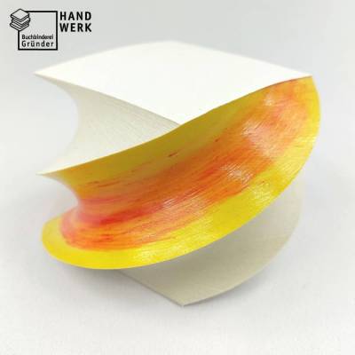 Zettelblock, Abreißblock, Farbverlauf gelb rot, gedreht, Notizblock 9 x 9 cm