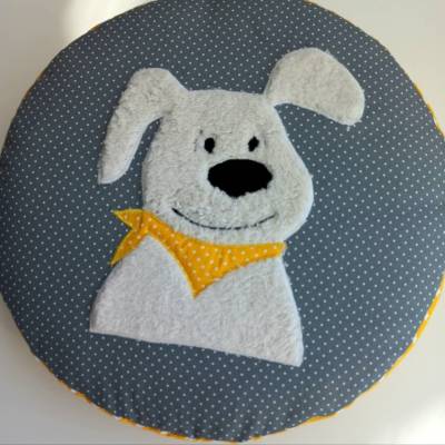 Sitzkissen,  Bodenkissen,  Morgenkreiskissen mit Namen, Hund 30 x 30, 40 x 40  cm.