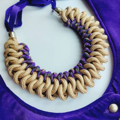 Knotenkette "Beige Purple"