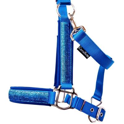 Halfter Kaltblut "Ozean" Pferdehalfter Größe Kaltblut blau mit Glitzer