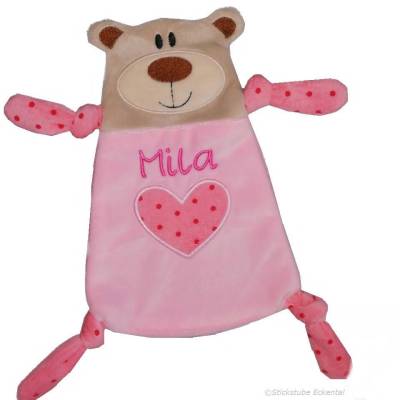Schnuffeltuch Bär mit Name Mila Plüschtiere