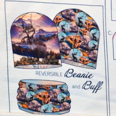 ♕ French Terry Panel mit Hirsch Galloway Stenzo für Beanie und Loop 50 x 150 cm ♕