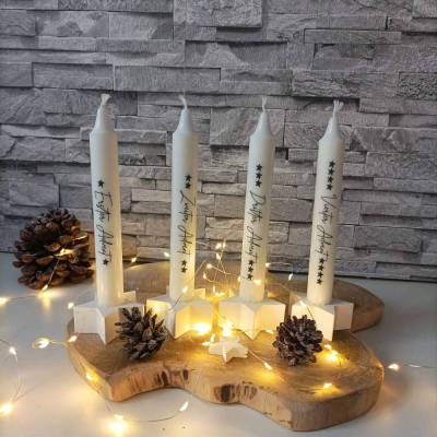Adventskerzen 4er Set – Bedruckte Kerze für Adventskranz & Weihnachten