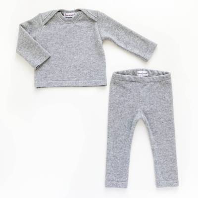 Babyset 100% Kaschmir Größe 74 hellgrau / Upcycling Kaschmiranzug / Langarmshirt + Hose