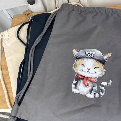 Turnbeutel personalisiert | Stofftasche | Jutebeutel | Schulbeitel | Bio-Baumwolle | Henkeltasche | Piratenmotiv | Weihn
