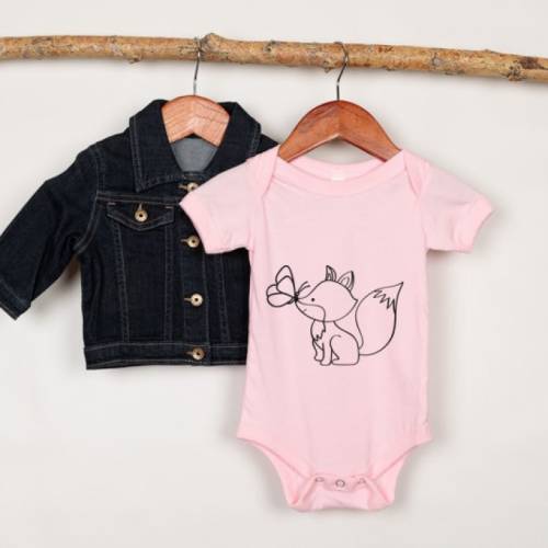 Babystrampler- Babybody - Schwangerschaft Verkündung- Bio Baumwolle- mit süßen Statement/ Motiv ,, Fuchs'