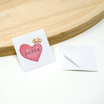 24 Dankessticker mit Herzen | Runde Vielen Dank Aufkleber | Zeichnung Herz | Dankesaufkleber