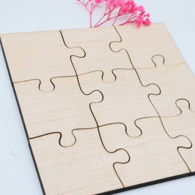 Holzpuzzle, unbehandeltes blanko Puzzle zum selbst bemalen, rohe Puzzle Teile, kreativ gestalten, pädagogisch wertvoll, 