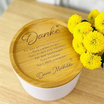 Geschenk zum Abschied Kita | Vorratsdose Metall | weiß | Keksdose | Erzieher Geschenk | Kekse | Bambusdeckel | Kindergar