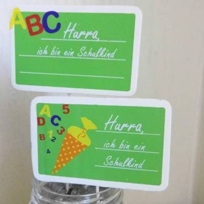 Blumenstecker Schulanfang – Stecker für Blumen & Pflanzen zum Basteln oder Dekorieren, Hurra ich bin ein Schulkind