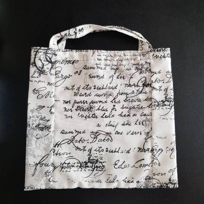 Einfache graue Stofftasche schwarz – Unikat, waschbar & praktisch, handgemacht