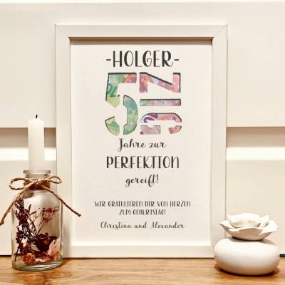Geldgeschenk personalisiert zum 50. Geburtstag Mann – Kreative Geschenkidee mit Bilderrahmen