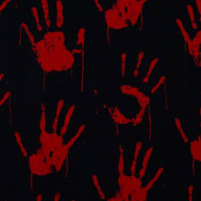 Baumwollstoff - Booo! Hände Schwarz-Rot