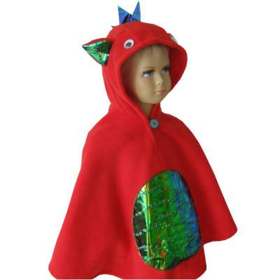 Drachen Kostüm Cape Rot für Kinder – Halloween & Fasching – Einheitsgröße, Fleece, mit Kapuze