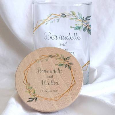 Sandzeremonie Glas mit Holzdeckel Hochzeitsbrauch Windlicht Design Bernadette