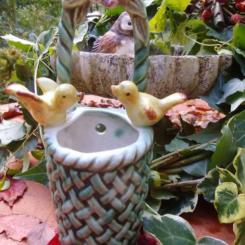 Wandvase Vase Keramik Vögel Antik Cottage Landhaus
