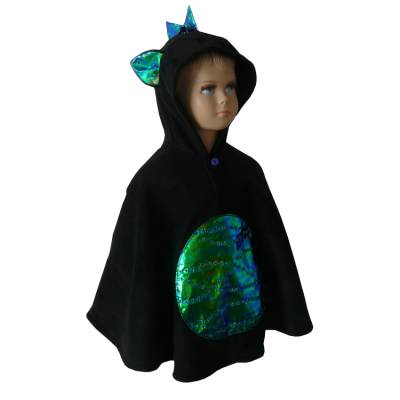 Drache Schwarz Halloween Fasching Kostüm Cape Poncho für Kleinkinder – Fleece Kinderkostüm mit Kapuze