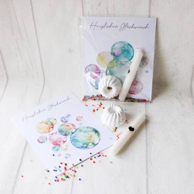 Geburtstag to go – Geschenkset mit Kerze, Mini-Gugelhupf und Karte – handgemachtes Mitbringsel