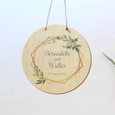 Türschild Wanddekoration personalisiertes Bild rund Holz Acryl Design Bernadette