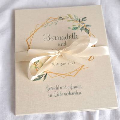 Leporello Fotoalbum echtes Leinen personalisierbar Design Bernadette