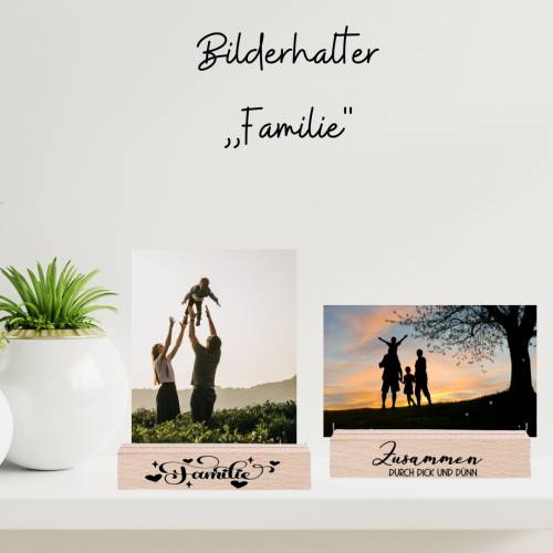 Bilderhalter aus Holz - perfekt für stilvolle Wohnungsdekoration und Fotoaufnahmen ,,Familie''