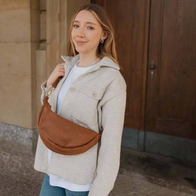Moon Bag Cognac Braun | mit Gold