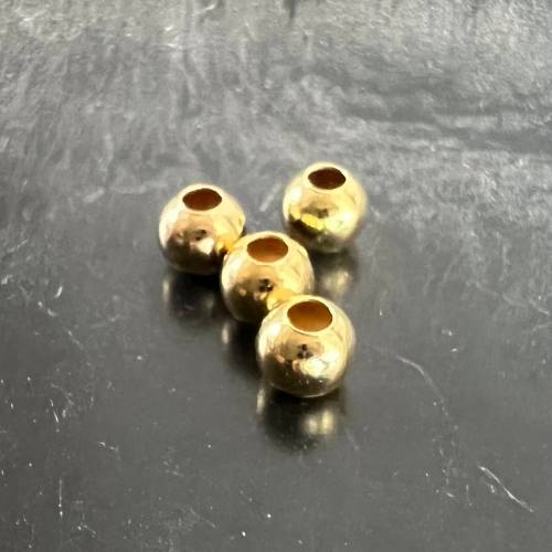 4 Stück Kugeln / Kaschierperlen aus vergoldetem 925-Silber, verschiedene Größen