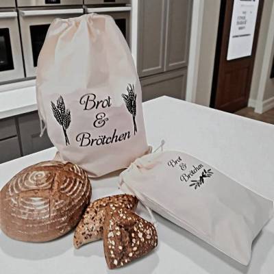 Brot- und Brötchenbeutel aus Baumwolle mit Zugband