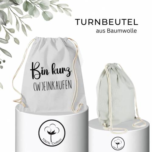 Turnbeutel aus Baumwolle mit Kordelzug! Stylischer Begleiter für Damen - zum Shoppen für den Alltag,(W)einkaufen