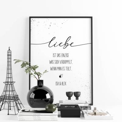 Personalisiertes Poster *Liebe* mit Namen für Paare / Geschenk zur Hochzeit oder zum Valentinstag