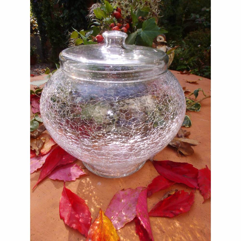 Glasschüssel Deckel Glas Schüssel Bowle mundgeblasen Eisglas Krakelee Vintage Mid Century