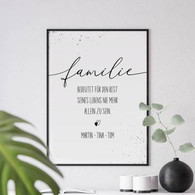 Personalisiertes Poster *Familie* mit Namen für Familien / Geschenk zur Hochzeit oder Geburt