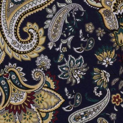 Viskosejersey  Paisley & Blumen dunkelblau (1m/13,-€)