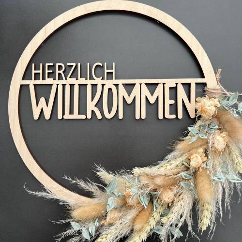 Dekoring Herzlich Willkommen (OHNE TROCKENBLUMEN), verschiedene Größen und Farben
