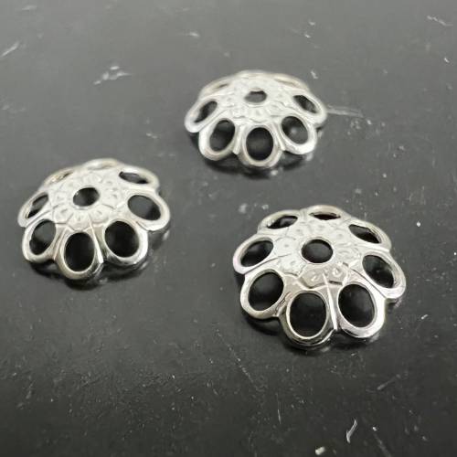 2 x filigrane Perlen Endkappen aus 925-Silber, 7 mm - D55