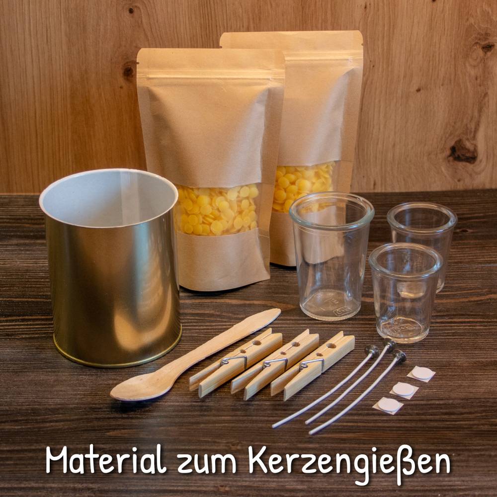 DIY-Set mit 200g Bienenwachs „Natürliche Kerzen selbst gießen“