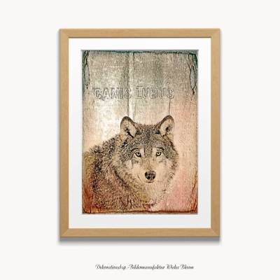 WOLF im Vintage Style sephia, DIGITALES BILD ZUM DOWNLOAD & DRUCKEN Wanddeko Poster Karte Geschenkidee Printable
