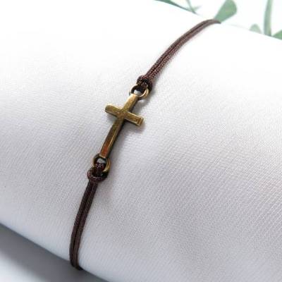 Freundschaftsarmband  Armband Kreuz bronzefarben Farbwahl 25 Farben Makramee