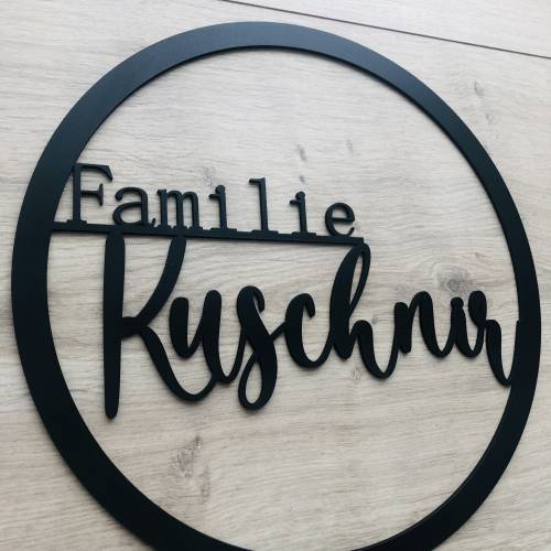 Dekoring „Familie“ personalisiert, Familienschild, Familienname verschiedene Größen und Farben