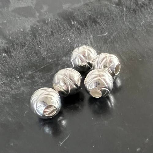 Strukturierte Kugel / Perle aus 925-Silber, 6 mm - D59