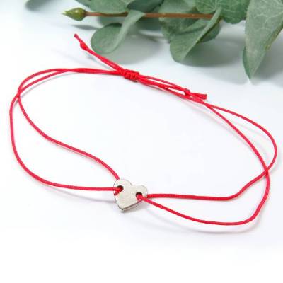 Liebe Herz Armband Freundschaftsband silberfarben Farbwahl 25 Farben Makramee