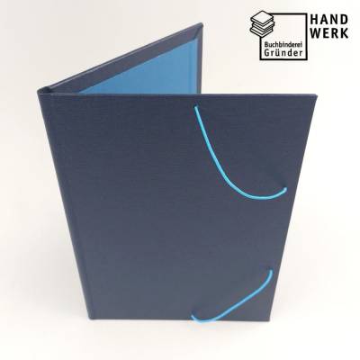 Eckspannermappe, stabile Mappe A5, dunkelblau laguneblau, Sammelmappe, handgefertigt