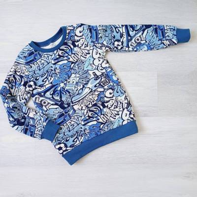 Sweater, Pullover mit Streetstyle Motiv aus French Terry, Sommersweat 