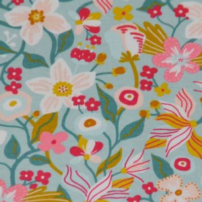 ♕ Sweat angeraut mint mit Blumen 50 x 150 cm Kuschelsweat ♕