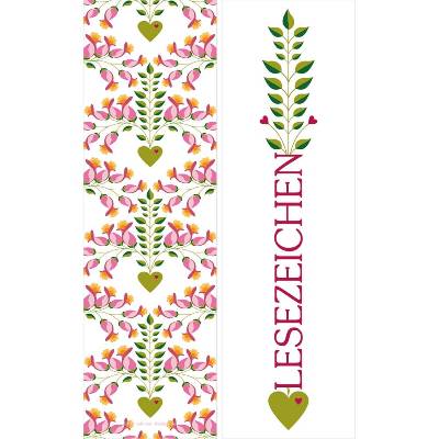 10 Lesezeichen Florale Herzen, romatisches Vintage-Buchzeichen